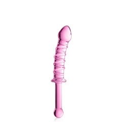 Dildo de vidro 16 brinquedos brilhantes rosa