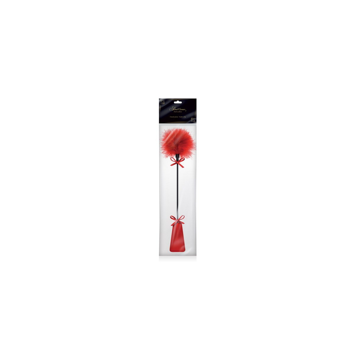 Cravache paddle pompon rouge