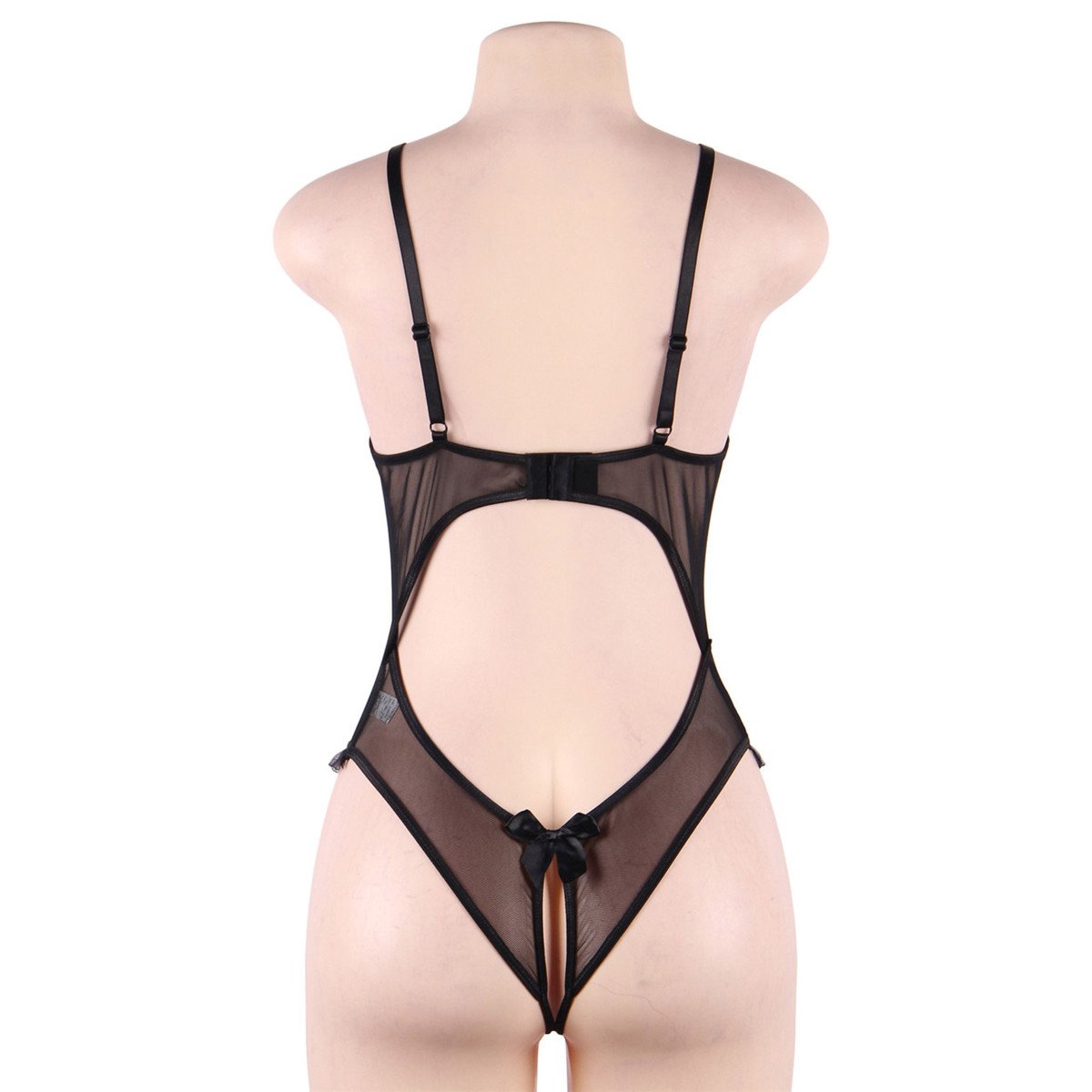 Body noir seins nus entre-jambes ouvert TU Noir