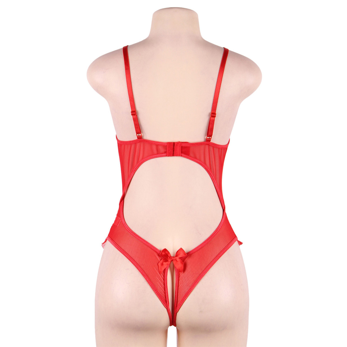 Body rouge seins nus entre-jambes ouvert TU Rouge