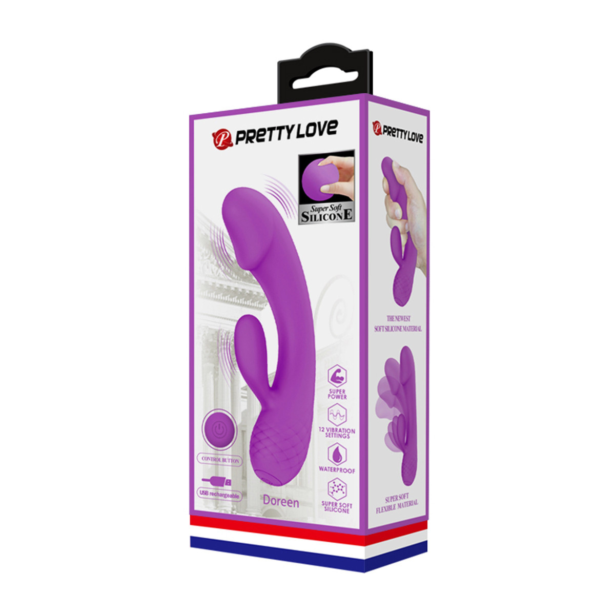 Vibrador de conejo muy flexible 2 motores Doreen