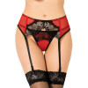 Garter belt red black mesh and lace