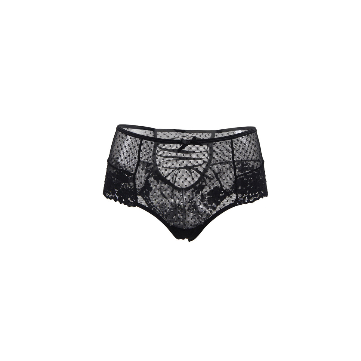 High waist black tanga with lacing