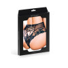 High waist black tanga with lacing