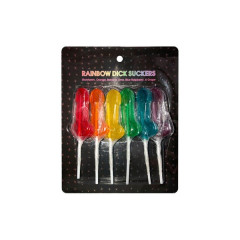 6 piruletas de pene arco iris afrutadas