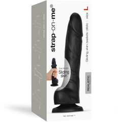 Pele deslizante Dildo Preto Realista - L