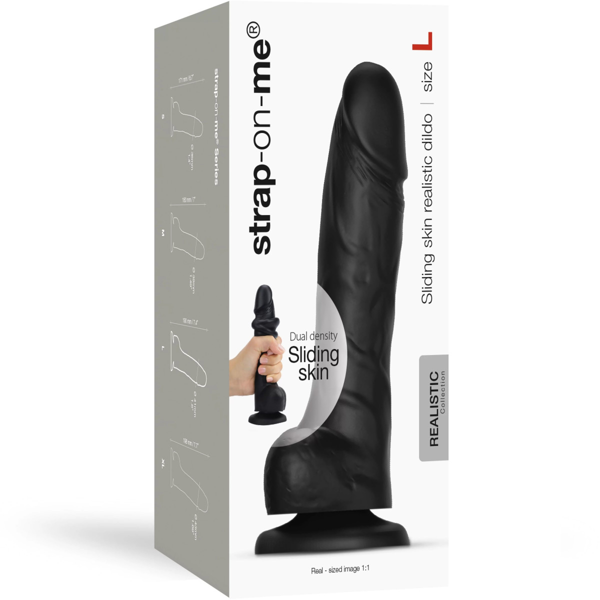 Sliding Skin Realistic Dildo Black - L