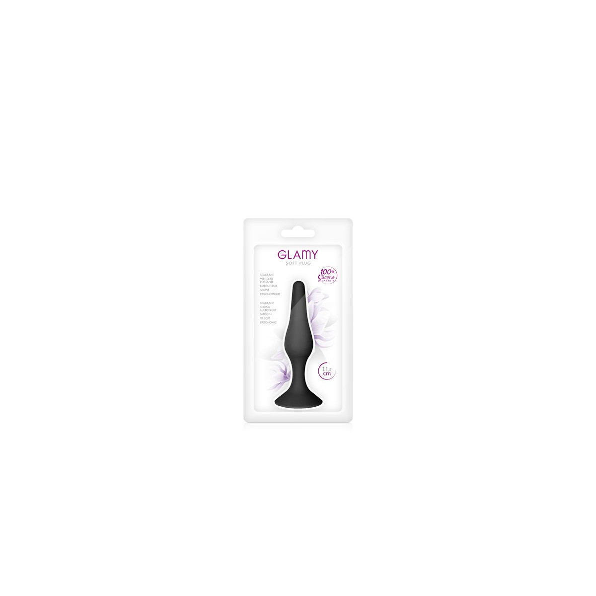 Plug Anal Suction Cup Black Glamy L