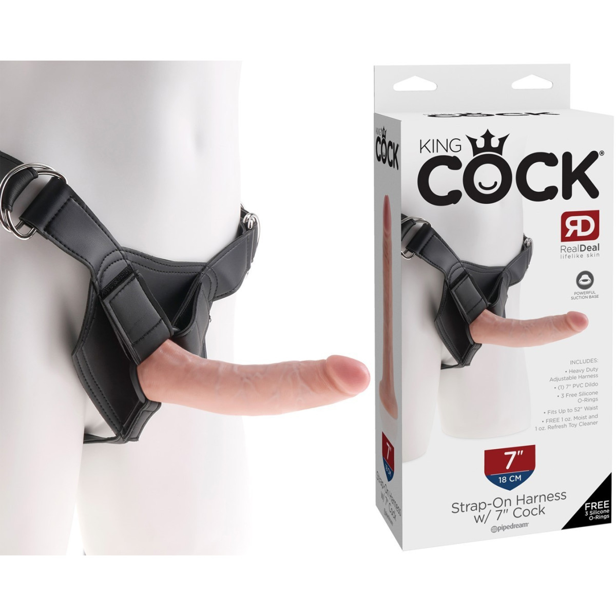 Gode Ceinture Anal Réaliste King Cock - 19 Cm