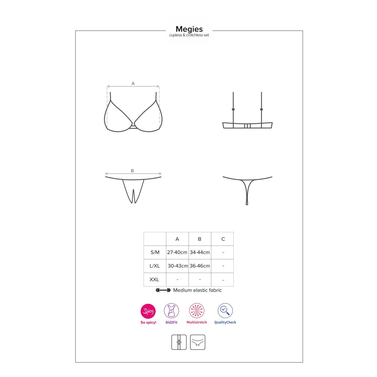 Megies Ensemble Ouvert 2 Pcs - Noir & Rouge